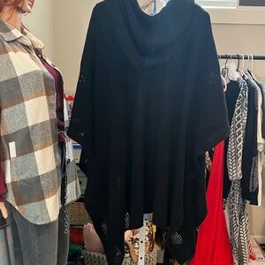 Calvin Klein Collection Black Hooded Poncho